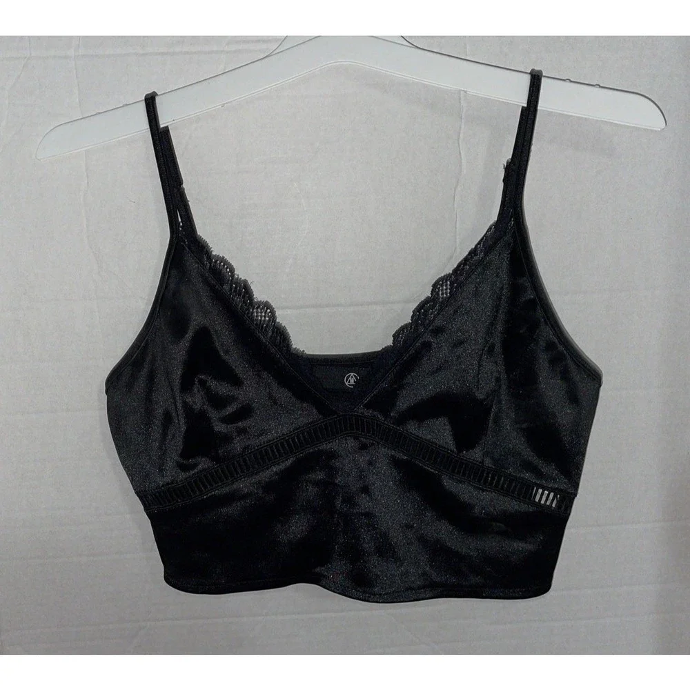Vintage Silky Missguided black cropped Camisoles Tank Top 8 - Picture 3 of 10